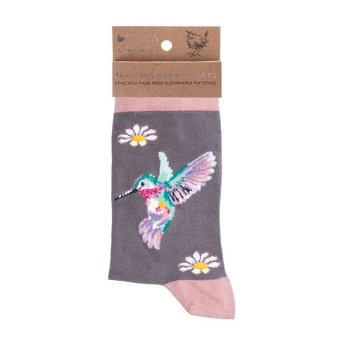 Bambusové ponožky "Wisteria Wishes" Wrendale Designs – kolibrík