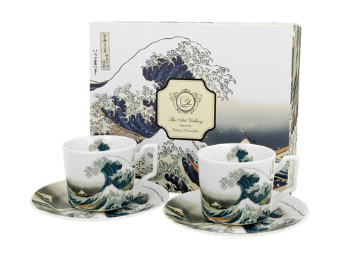 Sada dvoch luxusných espresso šálok s podšálkou K. Hokusai - The Great Wave 110 ml