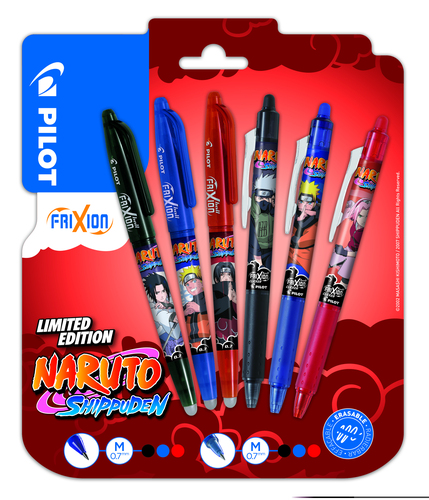 Pilot Sada Roller FriXion Ball+Clicker Naruto 6 ks, 0.7, blister, Mix farieb