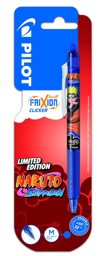 Roller gélový/gumovací Pilot Frixion Ball Clicker Naruto blister modrý 0,7 mm