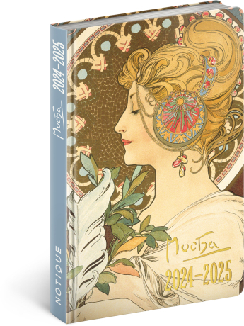 18-mesačný diár Alfons Mucha 2025, 11,3x17,5 cm