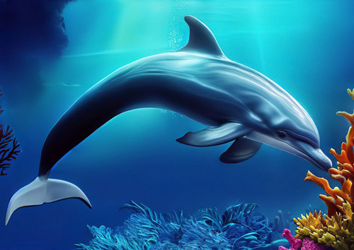 3D pohľadnica Coral Dolphin AI (Korálový delfín)
