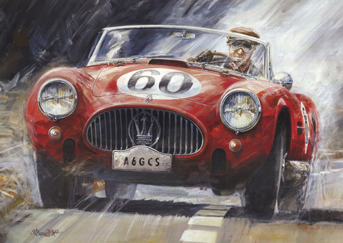 (B) 3D pohľadnica Maserati 1954