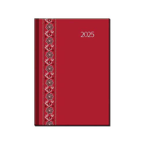 Denný diár A5 FOLK červený 2025