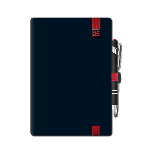 Týždenný diár A5 stĺpcový ELASTIC RED 2025