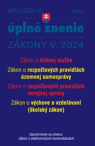 Zákony 2024 V aktualizácia V 2 - štátna služba, verejná správa