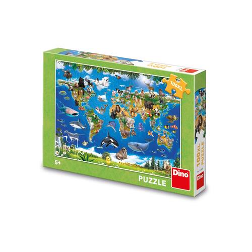 Puzzle Mapa zvierat 100 XL Dino