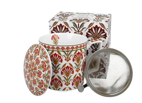 Porcelánový hrnček so sitkom a krytom Carnatio 400 ml