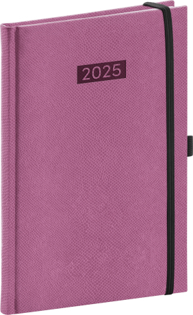 Týždenný diár Diario 2025, ružový, 15 × 21 cm