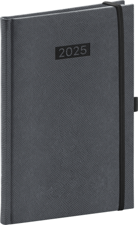 Týždenný diár Diario 2025, čierny, 15 × 21 cm