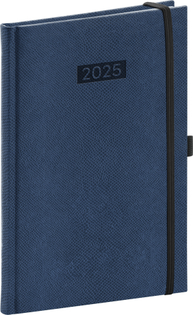 Týždenný diár Diario 2025, tmavo modrý, 15 × 21 cm