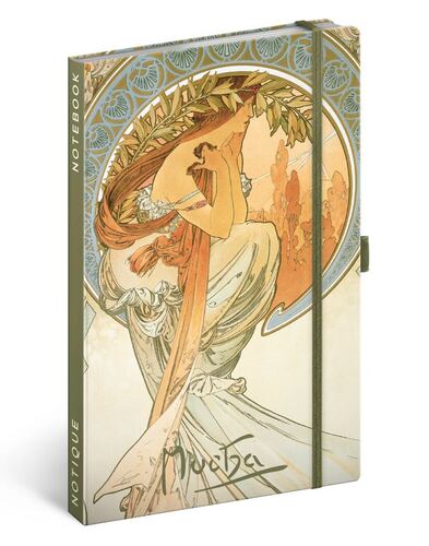 Notes Alfons Mucha – Poézia, linajkovaný, 13 × 21 cm