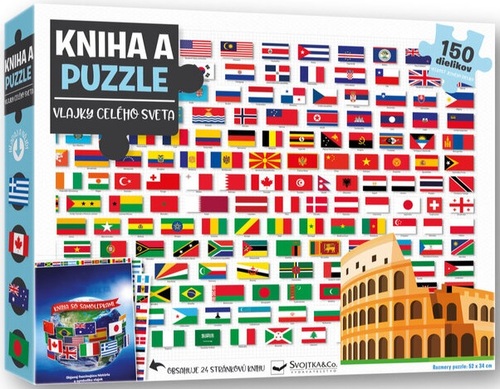 Kniha a puzzle: Vlajky celého sveta