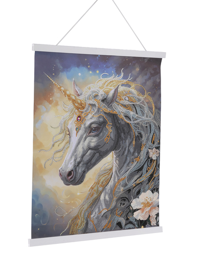Obraz v lištách Kozmický jednorožec (35x45 cm) vykladanie z diamantov