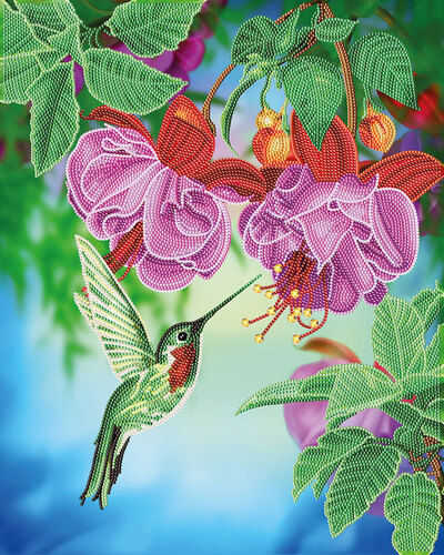 Obraz Kolibrík (40x50 cm) vykladanie z diamantov