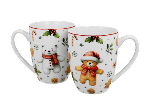 Sada dvoch klasických porcelánových hrnčekov Vianoční maznáčikovia 360 ml