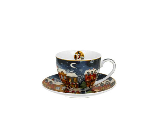Porcelánová šálka s podšálkou Vianočné mesto 250 ml