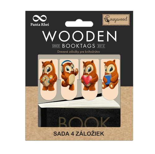Drevený set knižných záložiek Knihožrúti 4ks Cozywood