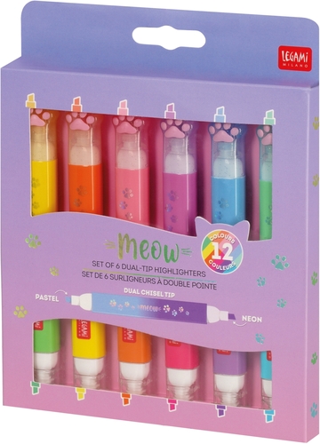 Legami Sada pastelových zvýrazňovačov s dvojitým hrotom Kitty 6 ks