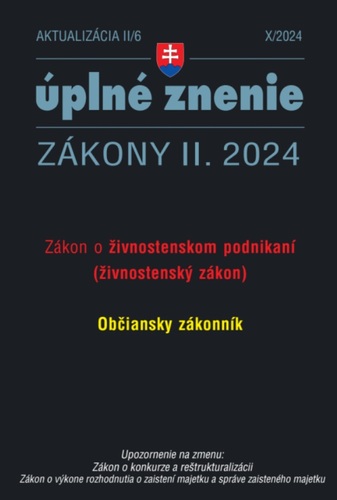Zákony 2024 II aktualizácia II 6 - Živnostenské podnikanie