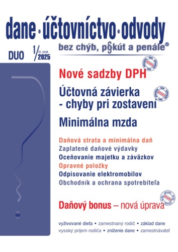 Dane účtovníctvo odvody 1 2025 - Nové sadzby DPH pre rok 2025