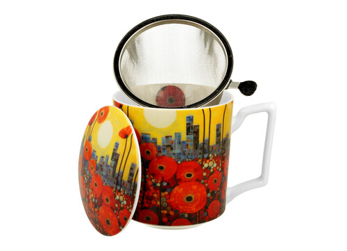 Porcelánový hrnček so sitkom a krytom Maky 450 ml