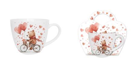 Klasický porcelánový hrnček Medveď na bicykli 460 ml