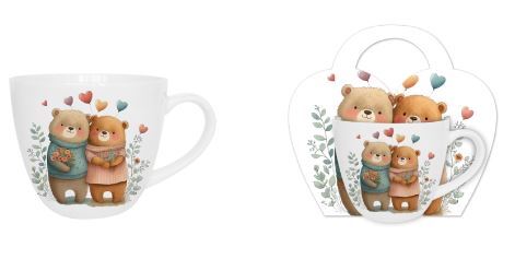 Klasický porcelánový hrnček Zaľúbené medvede 460 ml