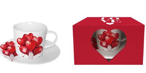 Porcelánová šálka s podšálkou Balóny 220 ml