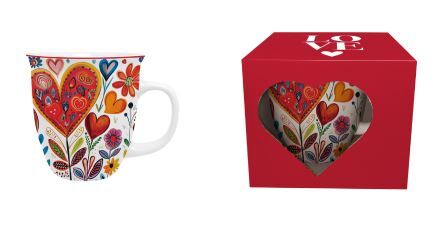 Porcelánový hrnček Farebné srdcia veľké 650 ml