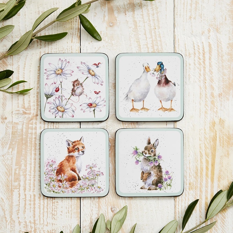 Korkové podložky Wrendale Designs, 10,5 x 10,5 cm, sada 4 ks