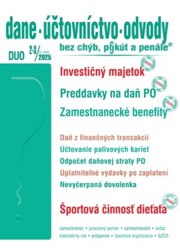Dane účtovníctvo odvody 2-3 2025 - Investičný majetok a DPH