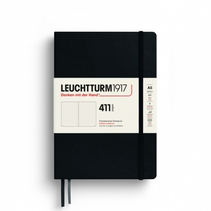 Zápisník LEUCHTTURM1917 Medium (A5), Hardcover, 411, Black, bodkovaný