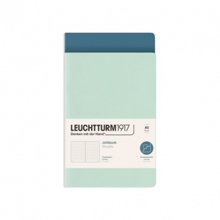 Zošit LEUCHTTURM1917 Jottbook Double Mint Green & Stone Blue, Flexcover, Medium (A5), 80 g/m? paper, 59 p., bodkovaný