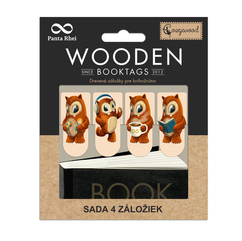Drevený set knižných záložiek Knihožrúti 4ks Cozywood