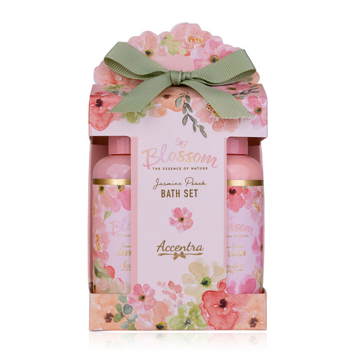 Kúpeľový set Blossom v darčekovej krabičke vr. 100ml Sprchový gél, 100ml mlieko telové, vôňa: jazmín a broskyňa