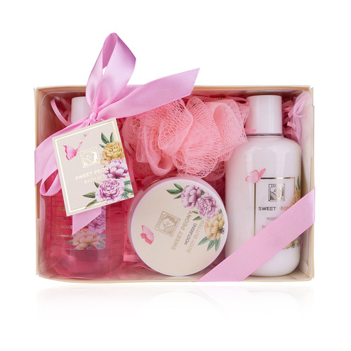 Kúpeľový set Sweet Peony v darčekovej krabičke s telovým maslom SALSA