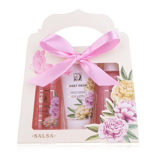 Kúpeľový set Sweet Peony v papierovej darčekovej krabičke vr. peny do kúpeľa SALSA