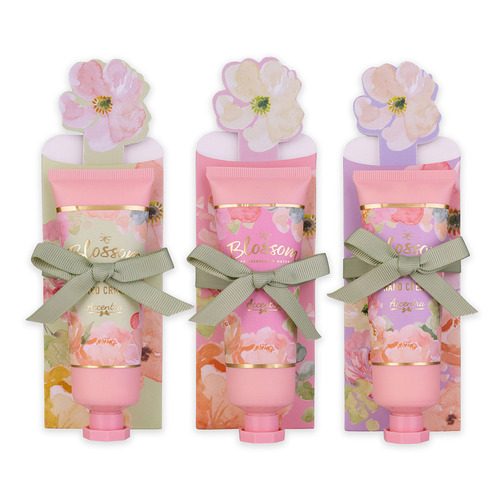 Set starostlivosti o ruky Blossom s pilníkom v darčekovej krabičke, 3 motívy, vr. 60ml Krém na ruky a nechty, pilník, vôňa: jazmín a broskyňa