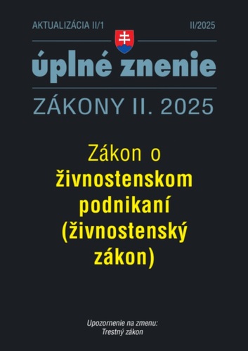 Aktualizácia 2025 II/1 - Živnostenské podnikanie