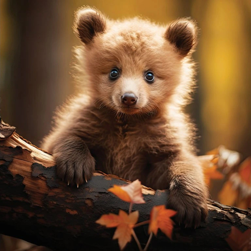 (D) 3D pohľadnica štvorec BABY BEAR AUTUMN