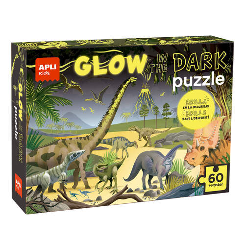 APLI Puzzle svietiace v tme Dinosaury 60 dielikov