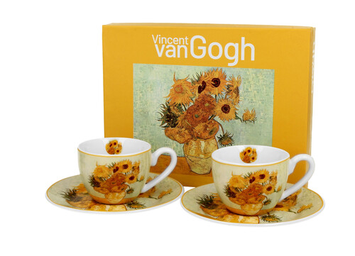Sada dvoch espresso šálok s podšálkou Vincent Van Gogh - Sunflowers 110 ml