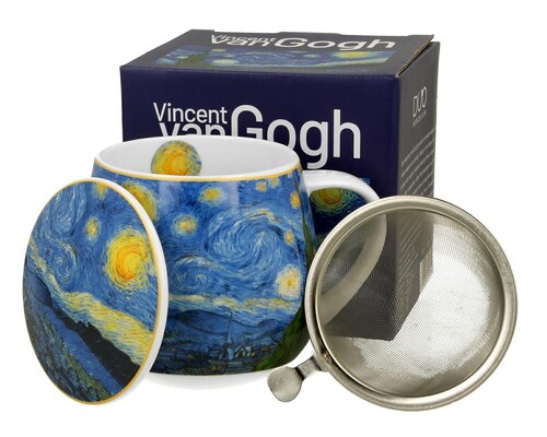 Porcelánový sudový hrnček so sitkom a krytom Vincent Van Gogh - Starry Night 430 ml