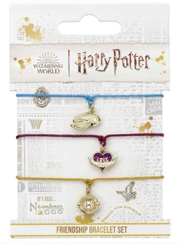 Harry Potter set náramkov priateľstva so známymi čarodejníckymi príveskami – Zlatou strelu, Elixírom lásky a Časovratom