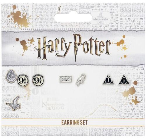 Harry Potter set náušníc Nástupište 9 a 3/4, Hedwiga s obálkou, Dary smrti,