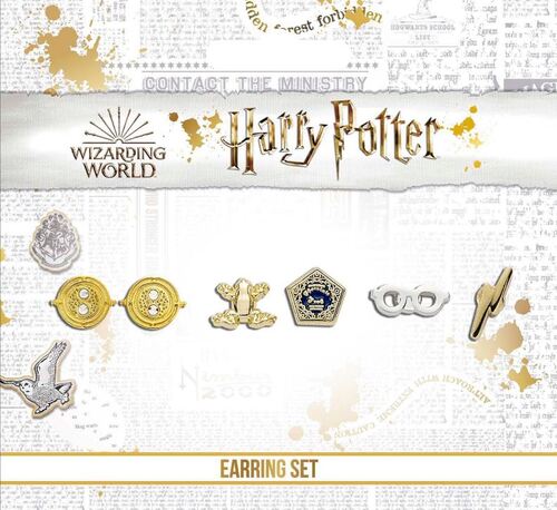 Harry Potter set náušníc Časovrat, Čokoládová žaba, okuliare a blesk