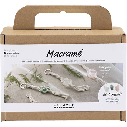 Mini kreatívna sada Makramé - Prívesky na kľúče s kryštálmi