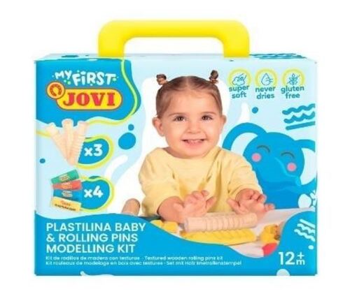 JOVI Baby plastelína 4x38g, 3 drevené valčeky, záves