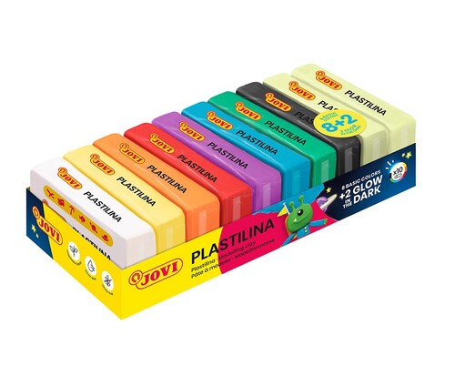 JOVI plastelína Glow 10x50g ( 8 základných farieb + 2 svietiace v tme)